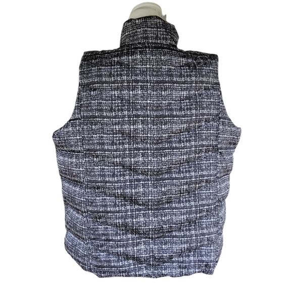 Lands End Black & White 600 Down Fill Button Front Puffer Vest Pockets Size 2X - Picture 4 of 8
